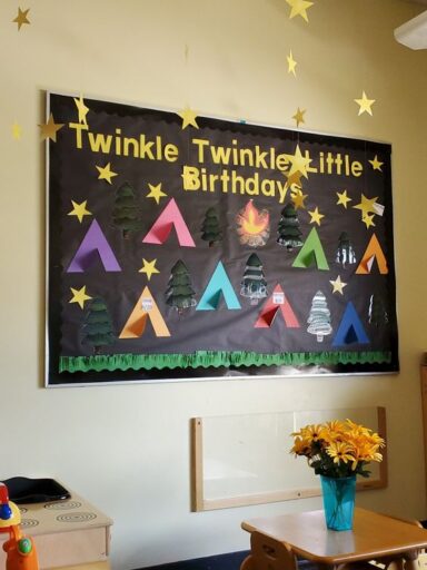 twinkle twinkle little birthdays tents and fire camping birthday bulletin board
